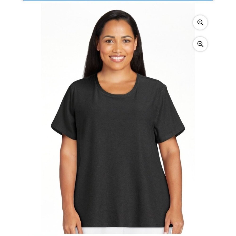 Athletic Works Womens XL 16-18 Black Soot Heather Super Soft Short Sleeve Tee NW